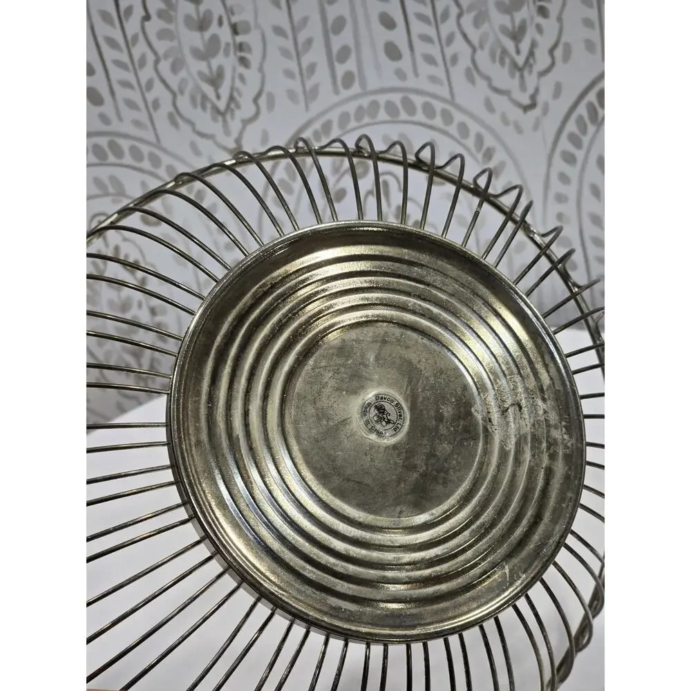 Mid-Century Modern Style Oval Silver Open Loop Wire Fruit Bread Basket Retro MCM